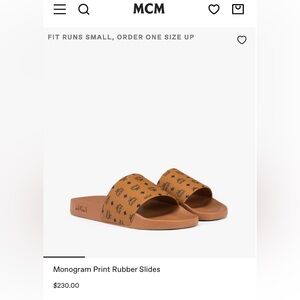 MCM Cognac Leather Men's rubber slides